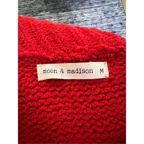 Moon & Madison Womens Sweater Cozy Collection Chenille Red Stretch size M - Picture 7 of 9